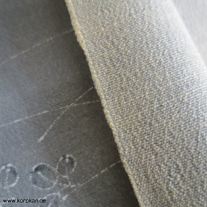 Blättchen in blaugrau Wolle/ Seide Kimono Stoff