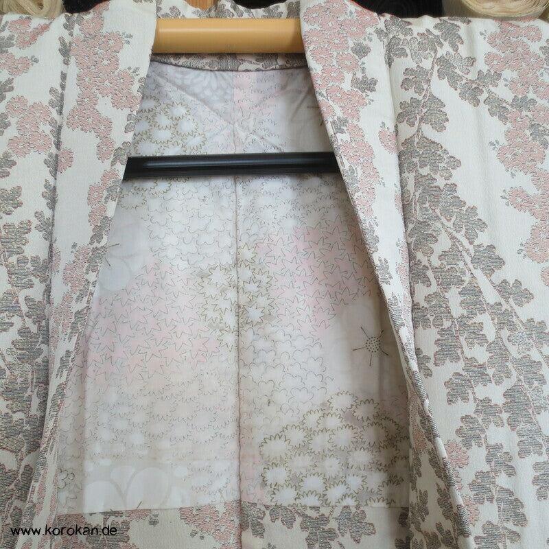 Urushi Blütenzweige Seidenbrokat Haori Kimono Jacke