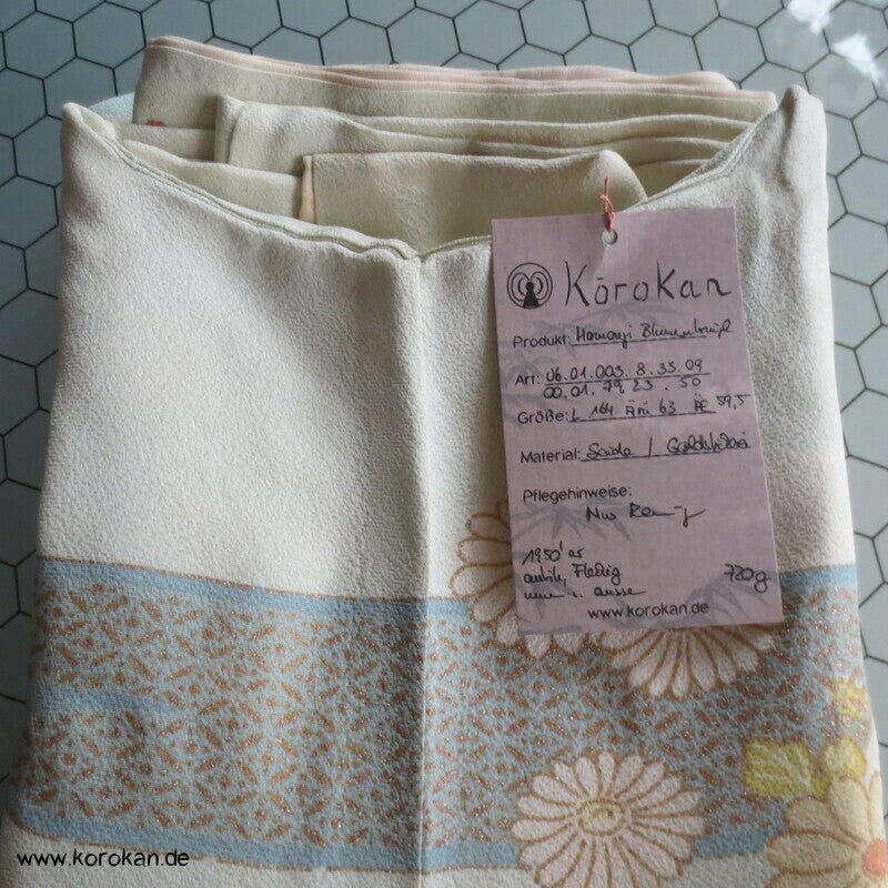 pastelliger Vier Jahreszeiten Homongi Seiden Kimono