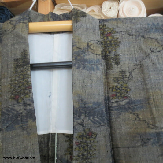 Kasuri Wisteria Hitoe Seiden Tsumugi Kimono