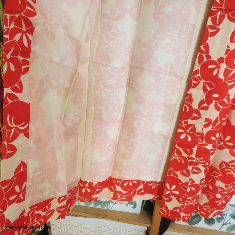 antiker japanischer Juban Unterkimono Tachibana Druck Seidendamast