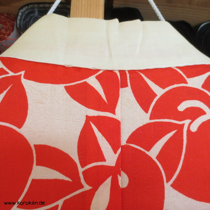 antiker japanischer Juban Unterkimono Tachibana Druck Seidendamast