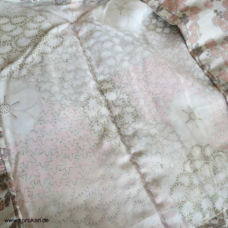 Urushi Blütenzweige Seidenbrokat Haori Kimono Jacke