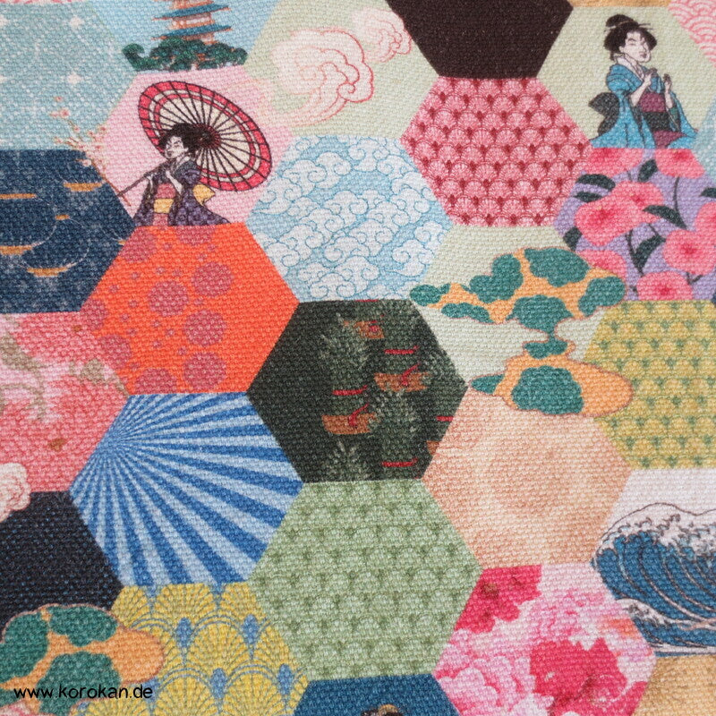 grob gewebte Baumwolle japanische Motive in kleinem Kikko