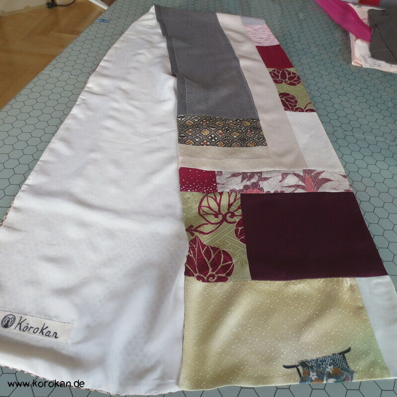 Patchwork Upcycling japanische Kimono Seiden Schal