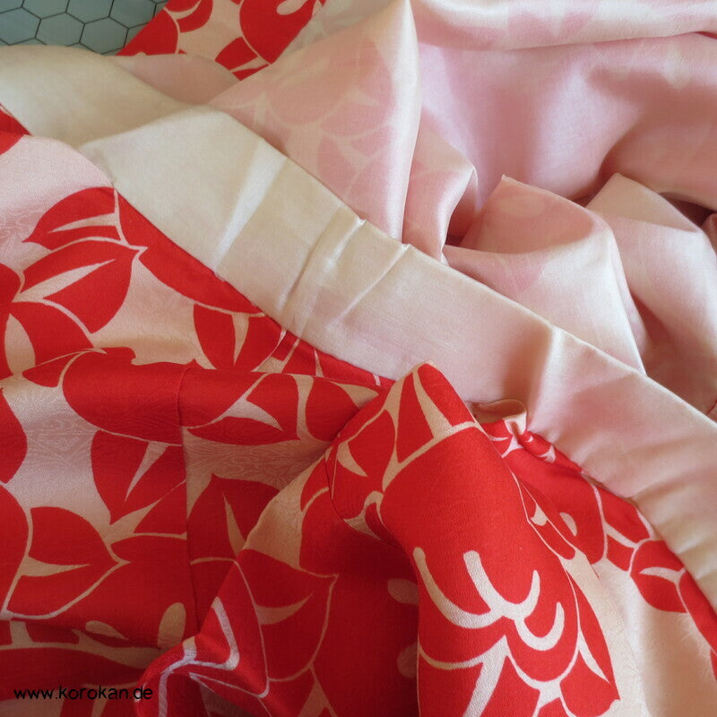 antiker japanischer Juban Unterkimono Tachibana Druck Seidendamast