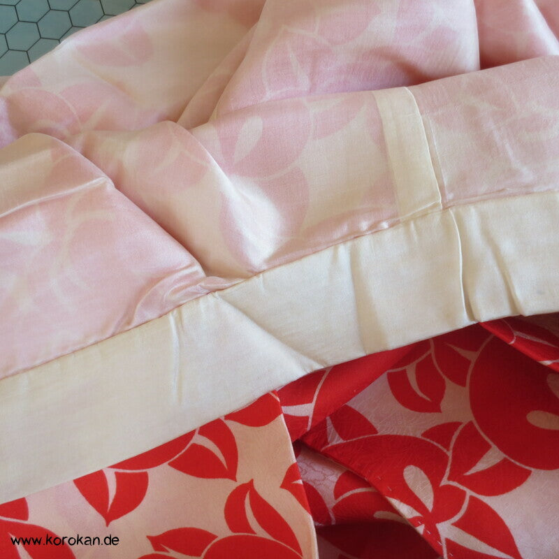 antiker japanischer Juban Unterkimono Tachibana Druck Seidendamast