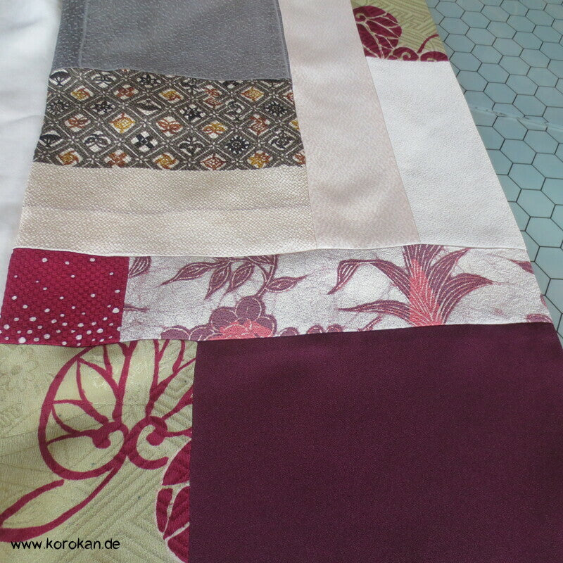 Patchwork Upcycling japanische Kimono Seiden Schal