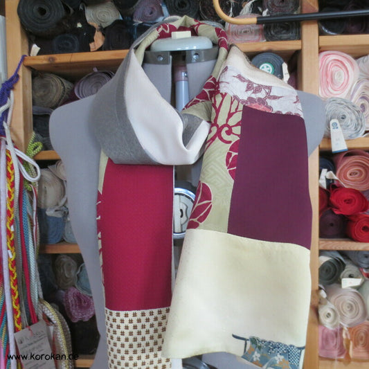 Patchwork Upcycling japanische Kimono Seiden Schal