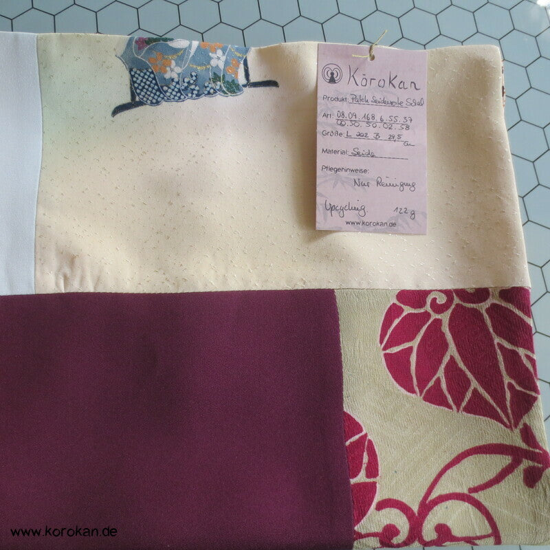 Patchwork Upcycling japanische Kimono Seiden Schal