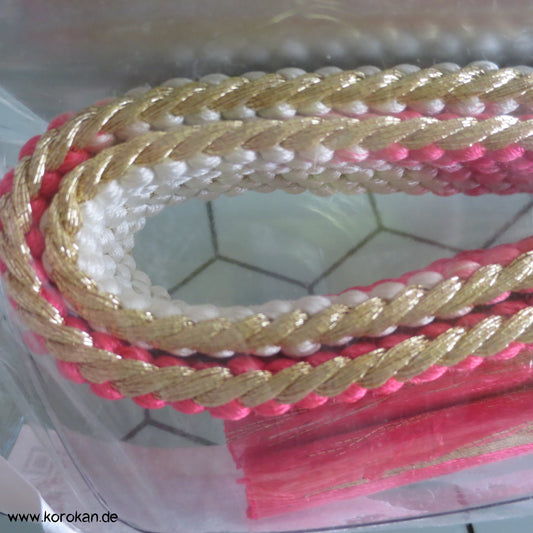 pink - weiß - golden mit feinem Muster Obijime, originalverpackt