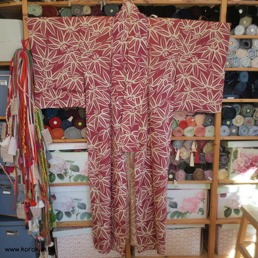 Bambusmuster Hitoe Kimono, Rho Seide