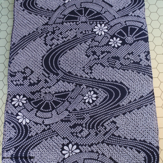 Kanoko Dot Genji Wheel, Fluss Yukata Baumwoll Kimono Stoff