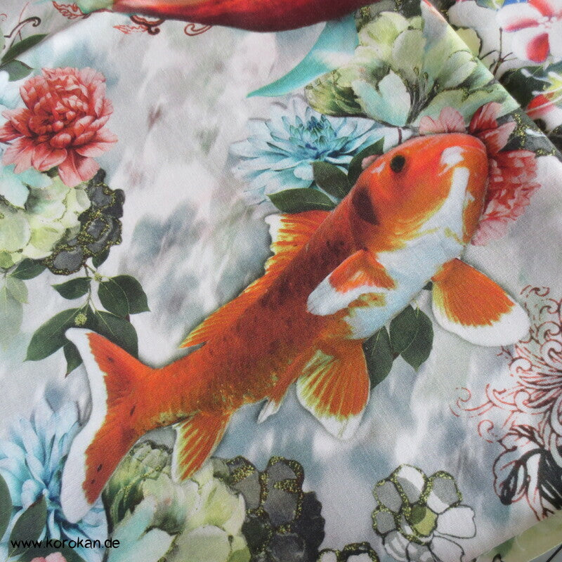 japanischer Koi Karpfenteich Baumwollstoff