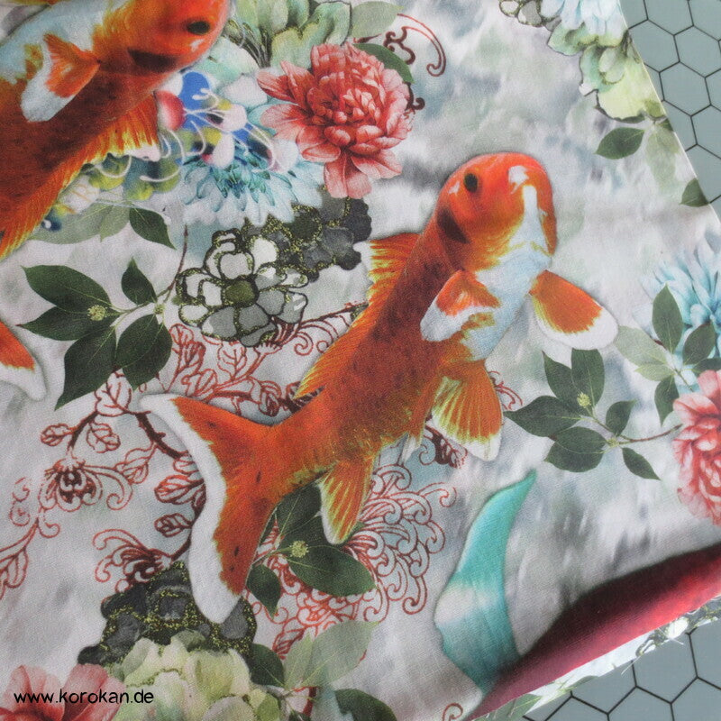 japanischer Koi Karpfenteich Baumwollstoff