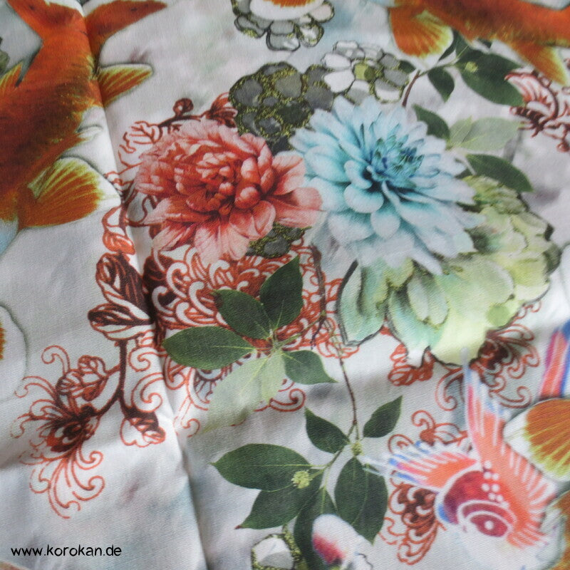 japanischer Koi Karpfenteich Baumwollstoff