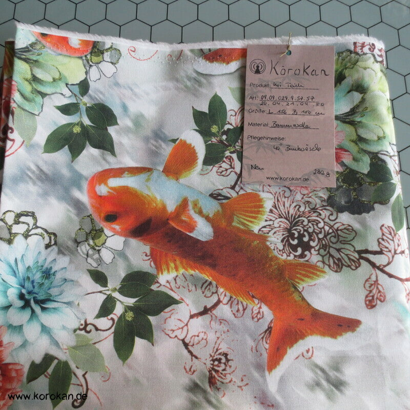 japanischer Koi Karpfenteich Baumwollstoff