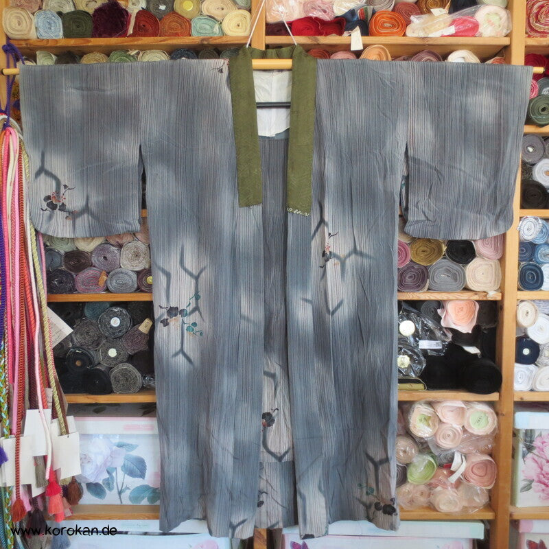 antiker handgenähter japanischer Seidenkrepp Juban Unter Kimono