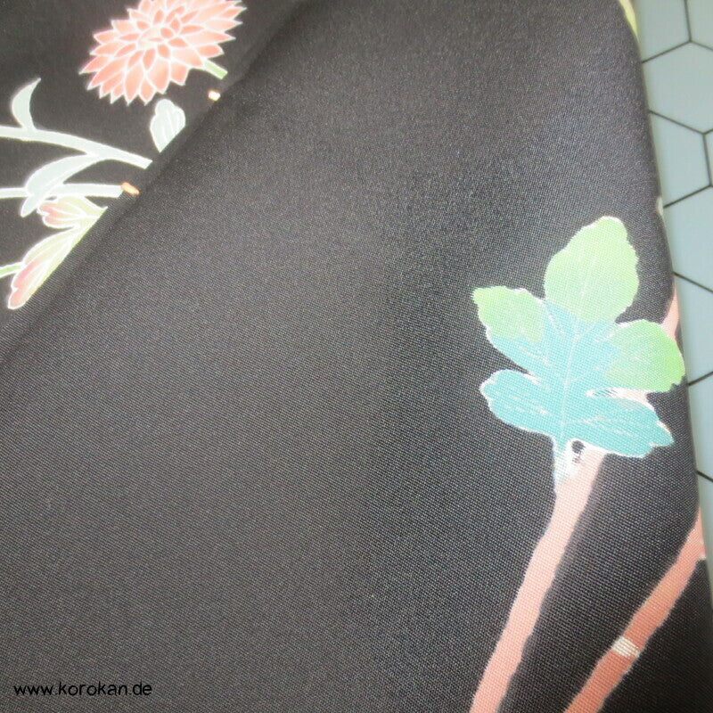 Chrysanthemenstengel Haori Crepe Seide Tanmono Kimono Stoffrolle