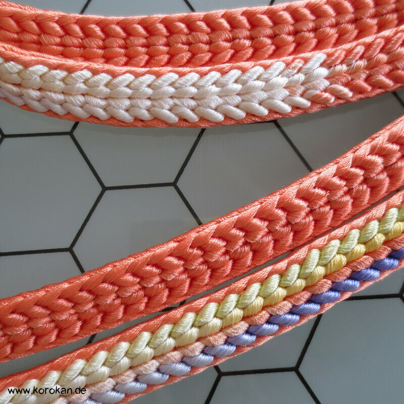 bunte Längsstreifen in apricot Obijime, Seide