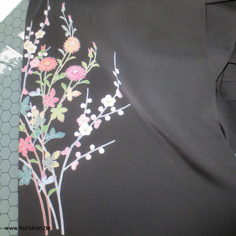Chrysanthemenstengel Haori Crepe Seide Tanmono Kimono Stoffrolle