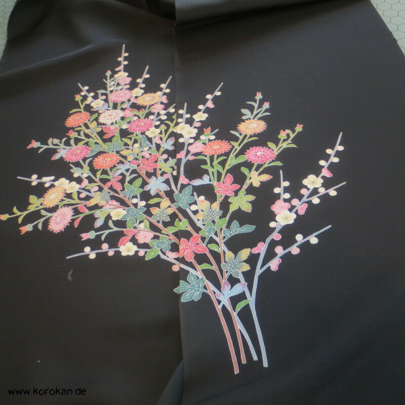 Chrysanthemenstengel Haori Crepe Seide Tanmono Kimono Stoffrolle