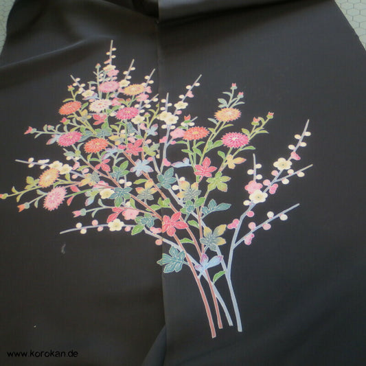 Chrysanthemenstengel Haori Crepe Seide Tanmono Kimono Stoffrolle