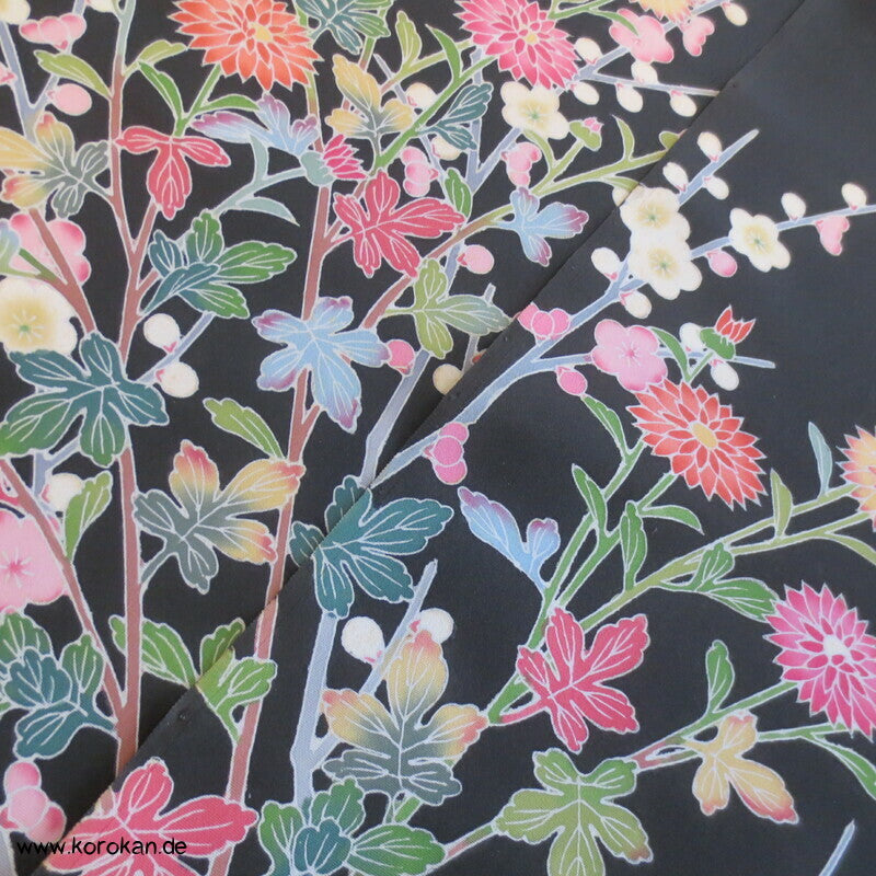 Chrysanthemenstengel Haori Crepe Seide Tanmono Kimono Stoffrolle