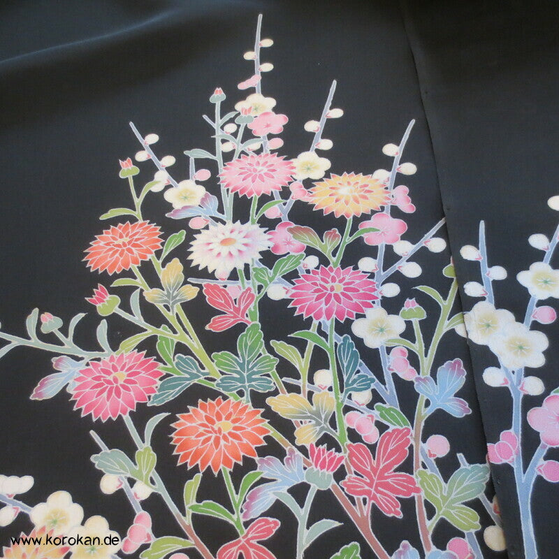 Chrysanthemenstengel Haori Crepe Seide Tanmono Kimono Stoffrolle