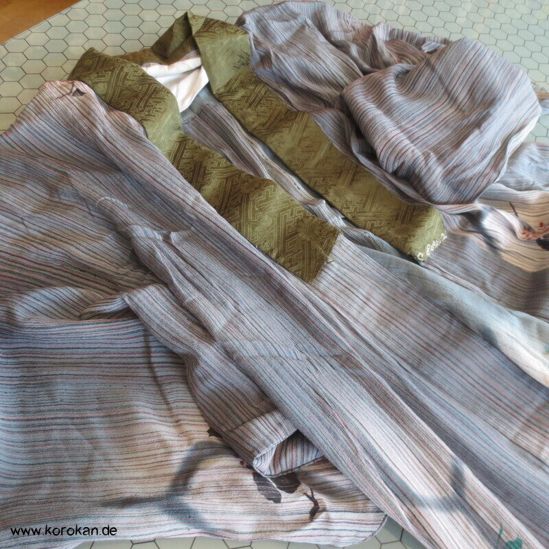 antiker handgenähter japanischer Seidenkrepp Juban Unter Kimono
