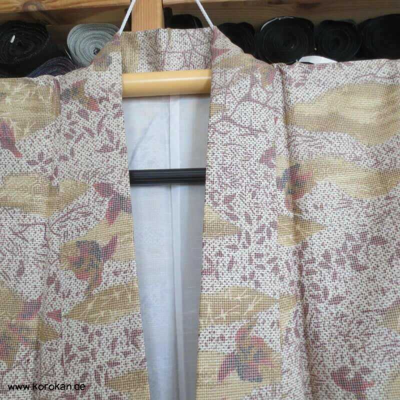 'Tsumugi Seiden Kasuri Blätter Kimono