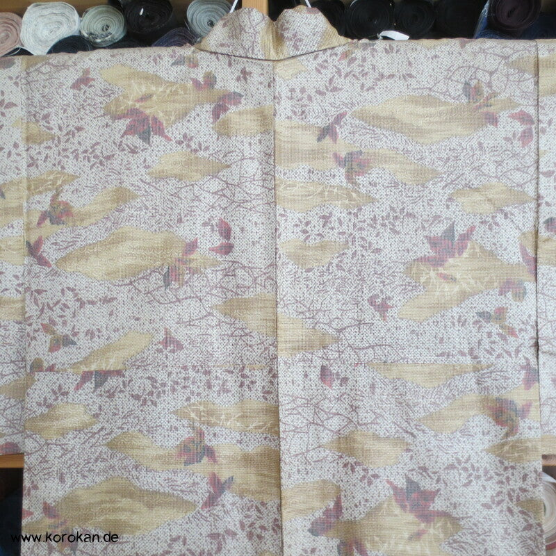 'Tsumugi Seiden Kasuri Blätter Kimono