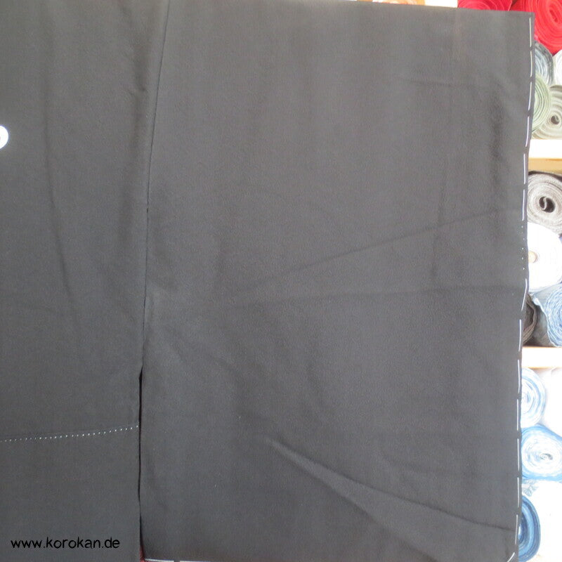 5 Fuji Mon Mofuku, formeller schwarzer Seidencrepe Kimono