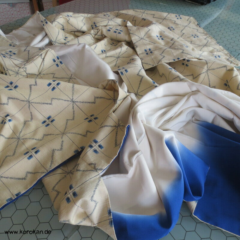 Matzukawabishi Zackenmuster Kasuri Tsumugi Kimono