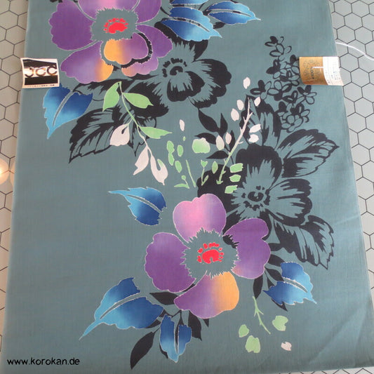 bunte Blumen Yukata Kimono Baumwoll Stoff