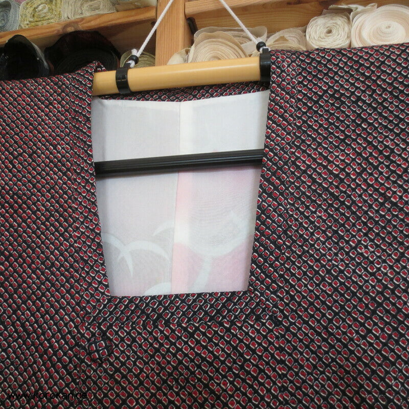 Full Shibori Seide Michiyuki Kimono Jacke, rot schwarz
