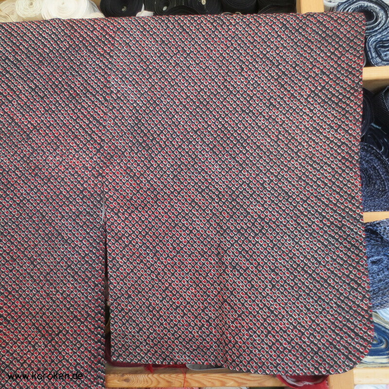 Full Shibori Seide Michiyuki Kimono Jacke, rot schwarz