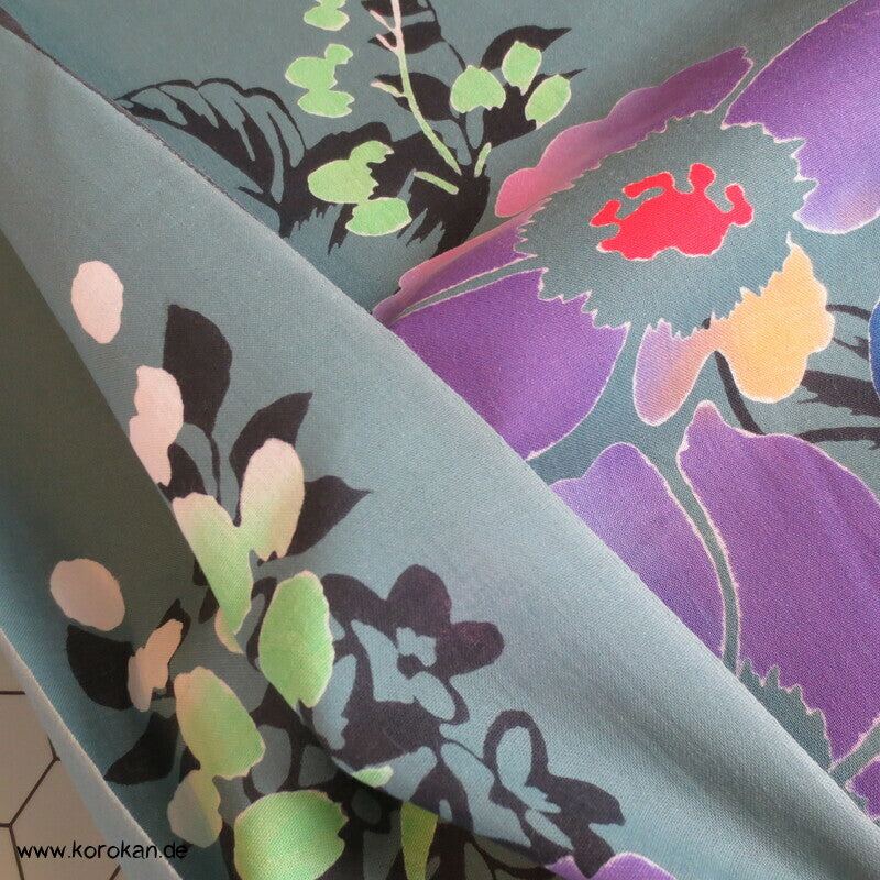 bunte Blumen Yukata Kimono Baumwoll Stoff