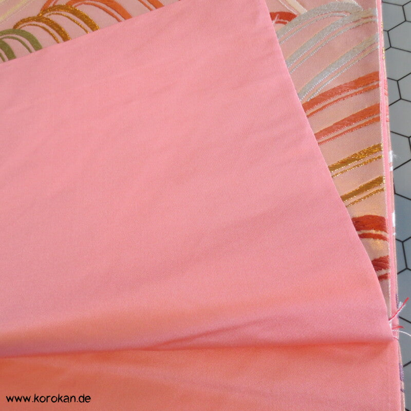 bunte Wellen auf rosa Glanz Originalgehefteter Fukuro Obi