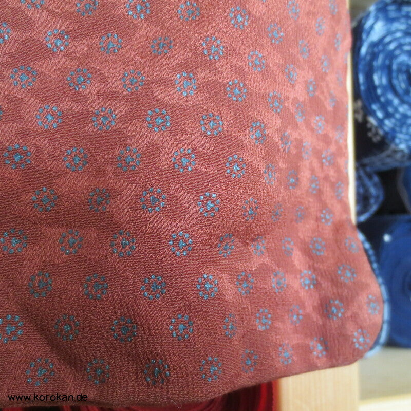 petrol Punktblumen auf zimt Seidendamast Haori