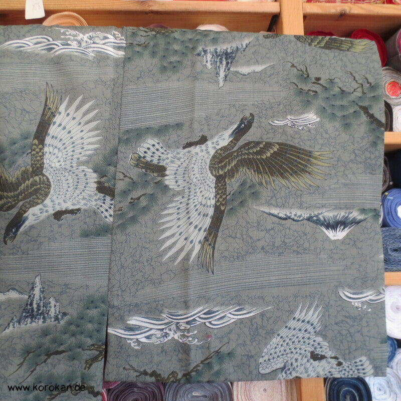 Männer Juban Unterkimono, Wollmuslin, Jagdfalken