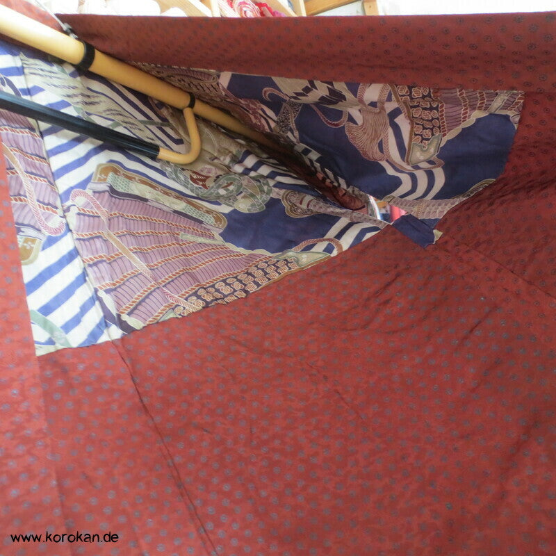 petrol Punktblumen auf zimt Seidendamast Haori