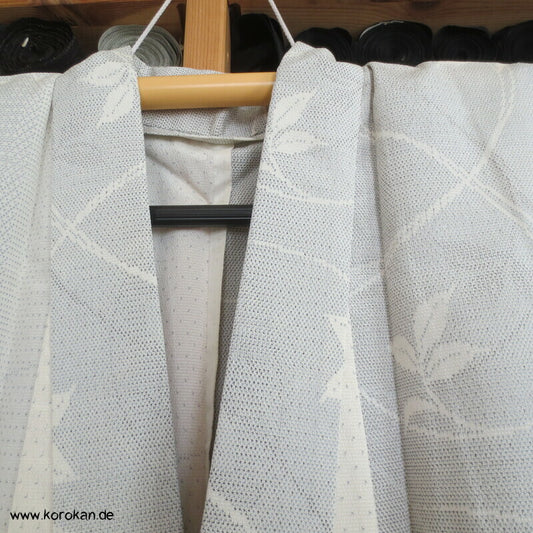japanischer Kasuri Arabesken in Crepe Georgette Tsumugi Seiden Hitoe Kimono