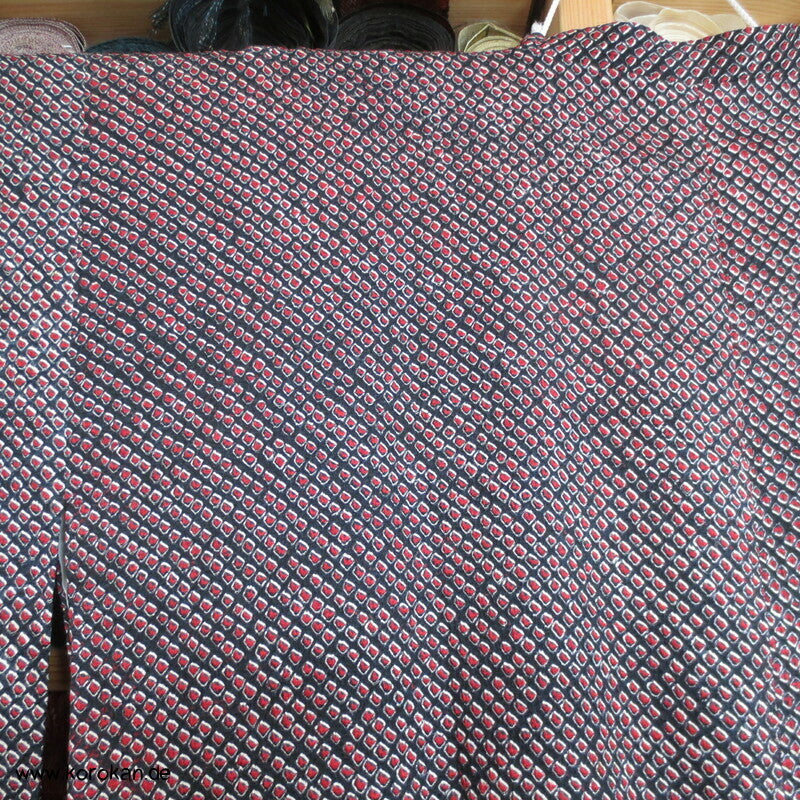 Full Shibori Seide Michiyuki Kimono Jacke, rot schwarz