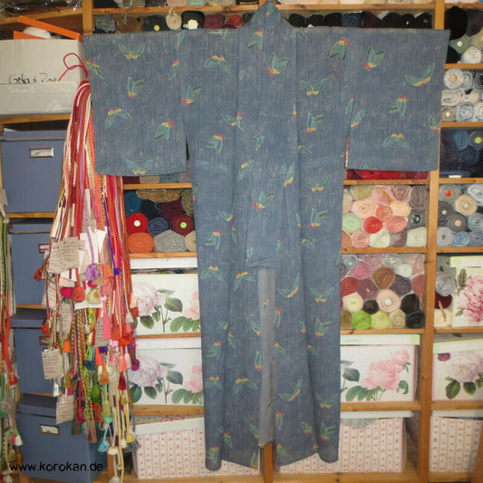 Schmetterlingsdruck Hitoe Kimono, Rho Seide