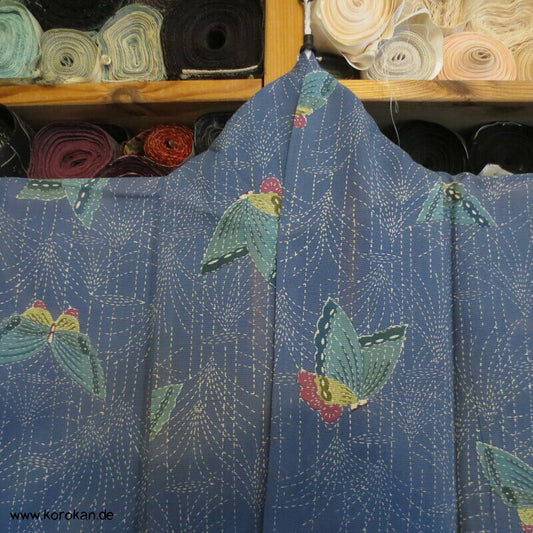 Schmetterlingsdruck Hitoe Kimono, Rho Seide