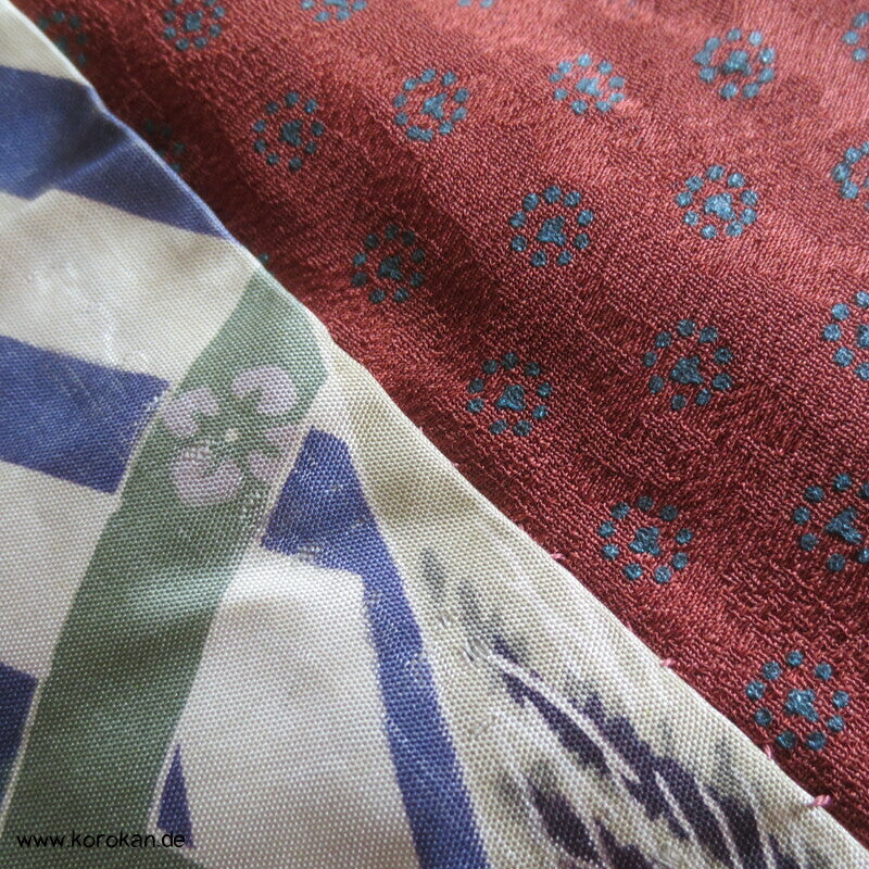 petrol Punktblumen auf zimt Seidendamast Haori