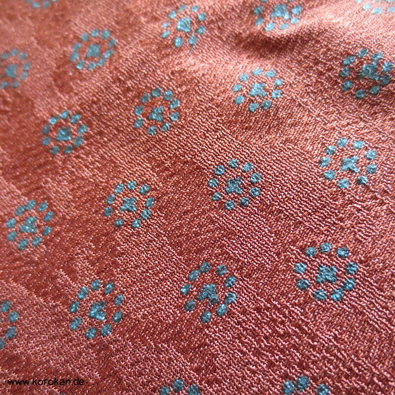 petrol Punktblumen auf zimt Seidendamast Haori