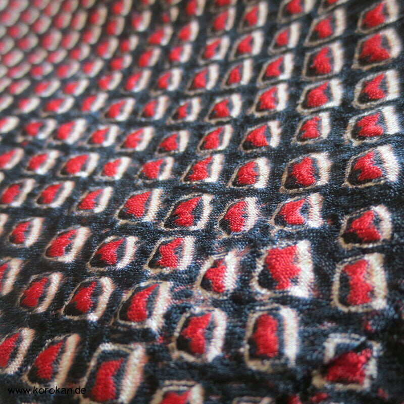 Full Shibori Seide Michiyuki Kimono Jacke, rot schwarz