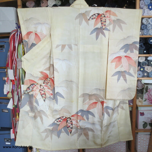 Bambus auf Wolken Rinzu Seiden Damast Furisode